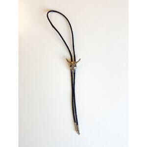 Skull Bolo Tie Silver Tone